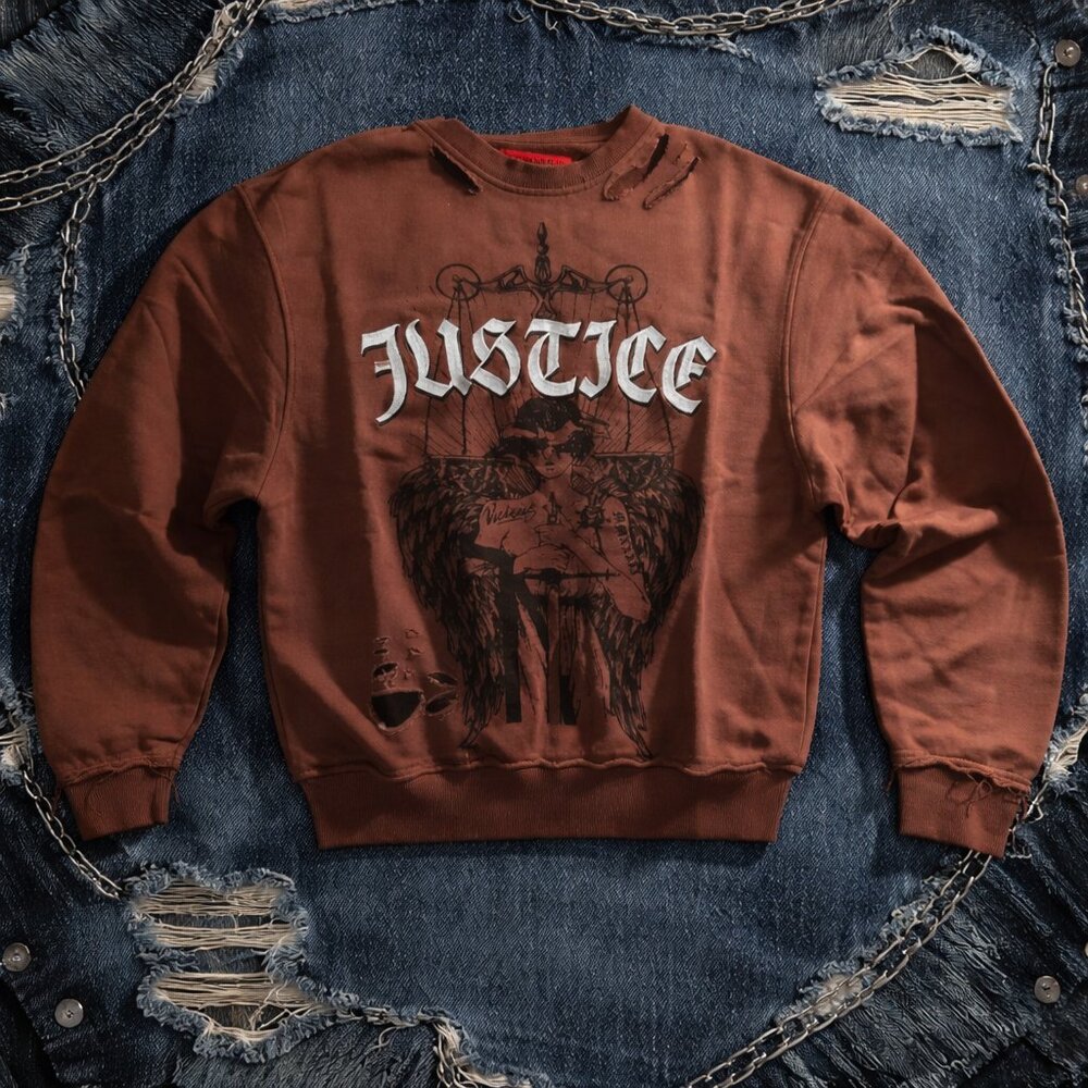 VICIOUS DENIM CREWNECK SWEATSHIRT (RUSTIC BROWN)